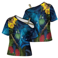 Tui Bird New Zealand Starry Sky Cross Shoulder Shirt Maori Koru