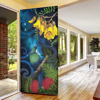 Tui Bird New Zealand Starry Sky Door Cover Maori Koru