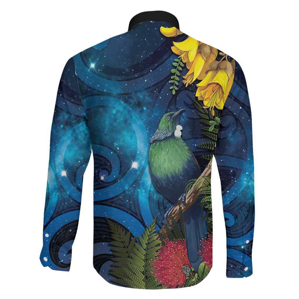 Tui Bird New Zealand Starry Sky Family Matching Puletasi and Hawaiian Shirt Maori Koru LT7 - Polynesian Pride