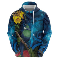 Tui Bird New Zealand Starry Sky Hoodie Maori Koru