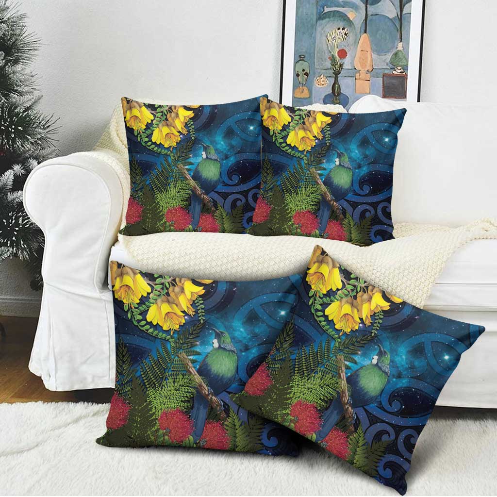 Tui Bird New Zealand Starry Sky Pillow Cover Maori Koru