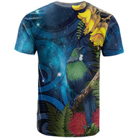 Tui Bird New Zealand Starry Sky T Shirt Maori Koru