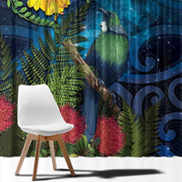 Tui Bird New Zealand Starry Sky Window Curtain Maori Koru