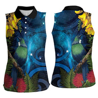 Tui Bird New Zealand Starry Sky Women Sleeveless Polo Shirt Maori Koru LT7 - Polynesian Pride