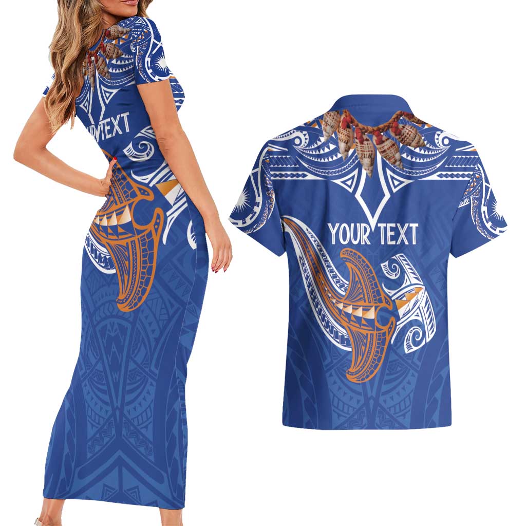 Yokwe Marshall Islands Personalized Couples Matching Short Sleeve Bodycon Dress and Hawaiian Shirt Jemenei Day - Seashell Necklace