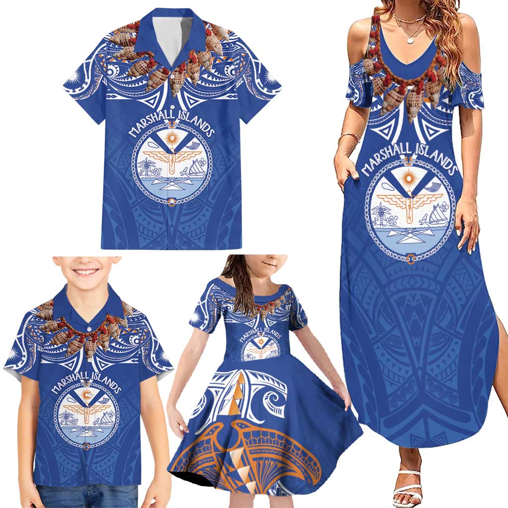 Yokwe Marshall Islands Personalized Family Matching Summer Maxi Dress and Hawaiian Shirt Jemenei Day - Seashell Necklace