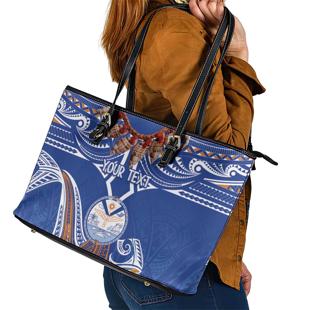 Yokwe Marshall Islands Personalized Leather Tote Bag Jemenei Day - Seashell Necklace