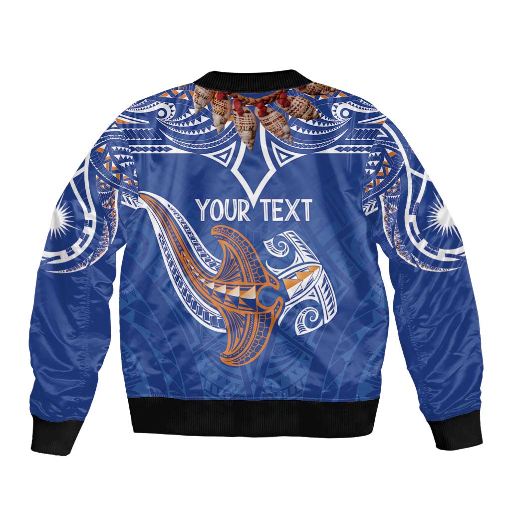 Yokwe Marshall Islands Personalized Sleeve Zip Bomber Jacket Jemenei Day - Seashell Necklace