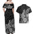 Polynesia Couples Matching Off Shoulder Maxi Dress and Hawaiian Shirt Plumeria Black Curves LT7 - Polynesian Pride