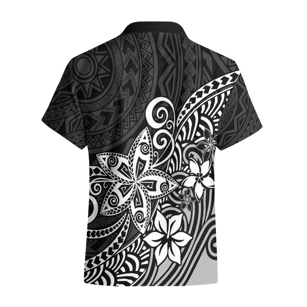 Polynesia Hawaiian Shirt Plumeria Black Curves LT7 - Polynesian Pride
