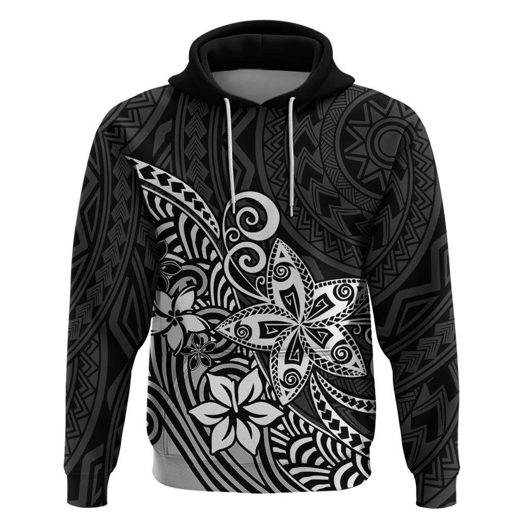 Polynesia Hoodie Plumeria Black Curves LT7 Black - Polynesian Pride