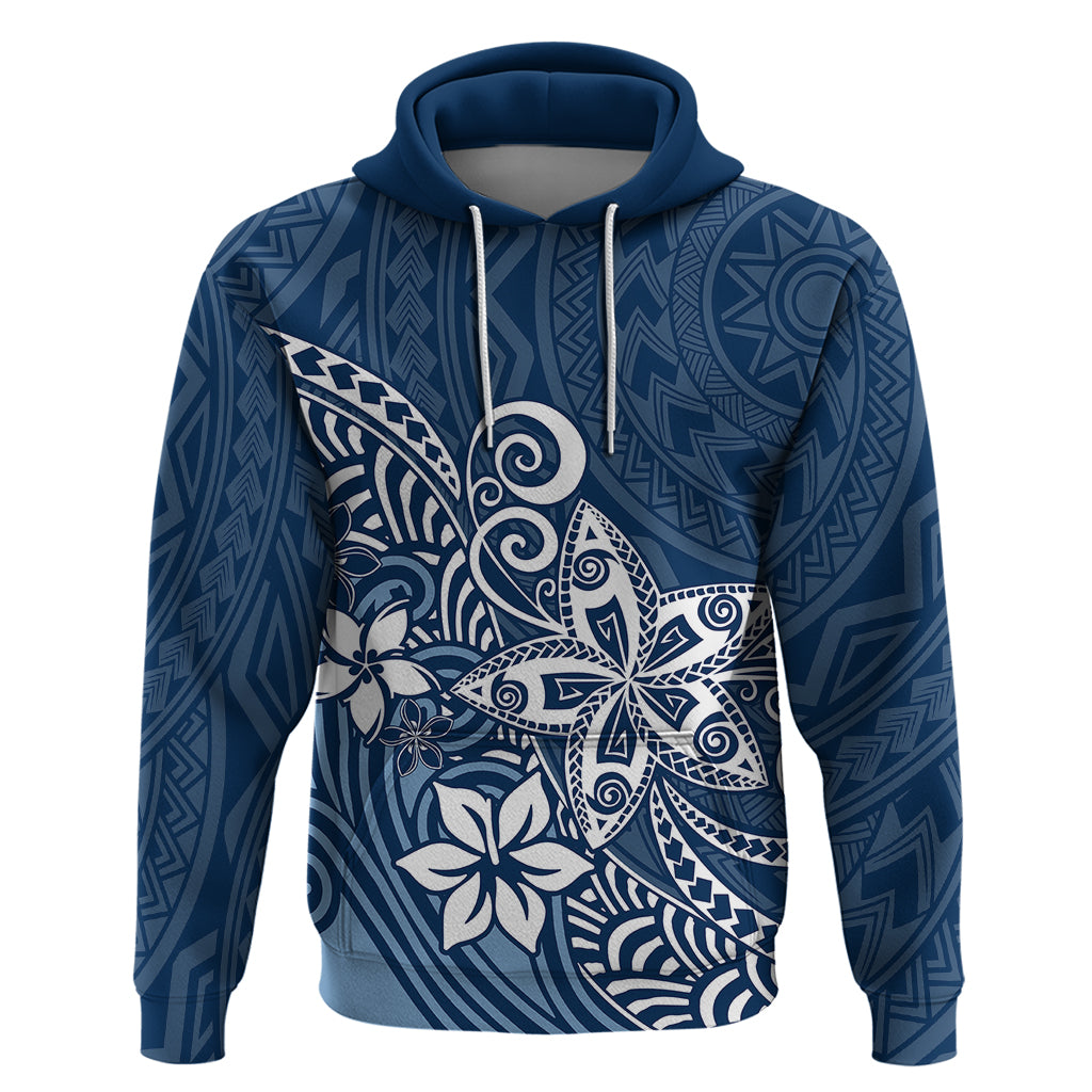 Polynesia Hoodie Plumeria Blue Curves LT7 Blue - Polynesian Pride