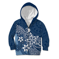 Polynesia Kid Hoodie Plumeria Blue Curves LT7 Zip Hoodie Blue - Polynesian Pride
