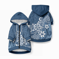 Polynesia Pet Hoodie Plumeria Blue Curves