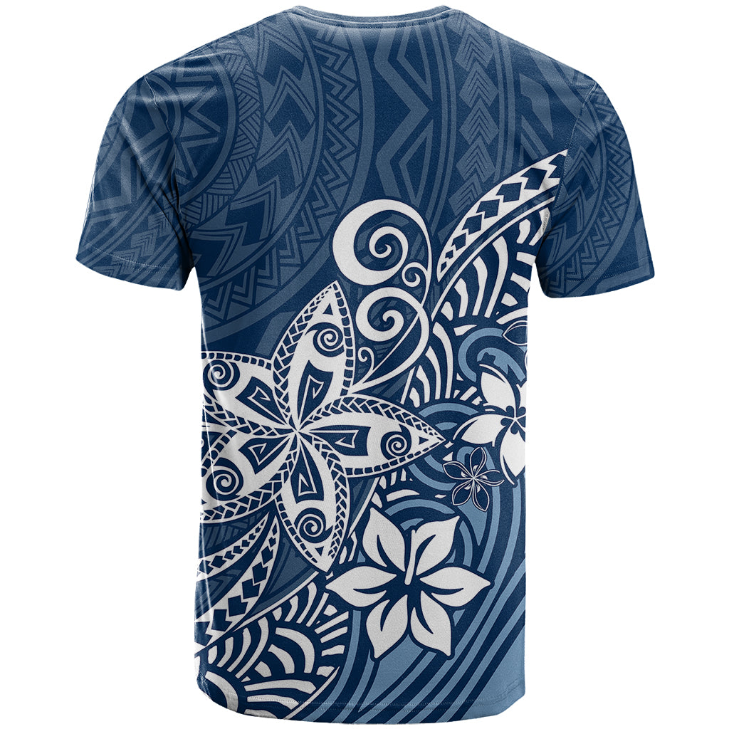 Polynesia T Shirt Plumeria Blue Curves LT7 - Polynesian Pride