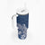 Hawaii Tumbler With Handle Plumeria Navy Curves