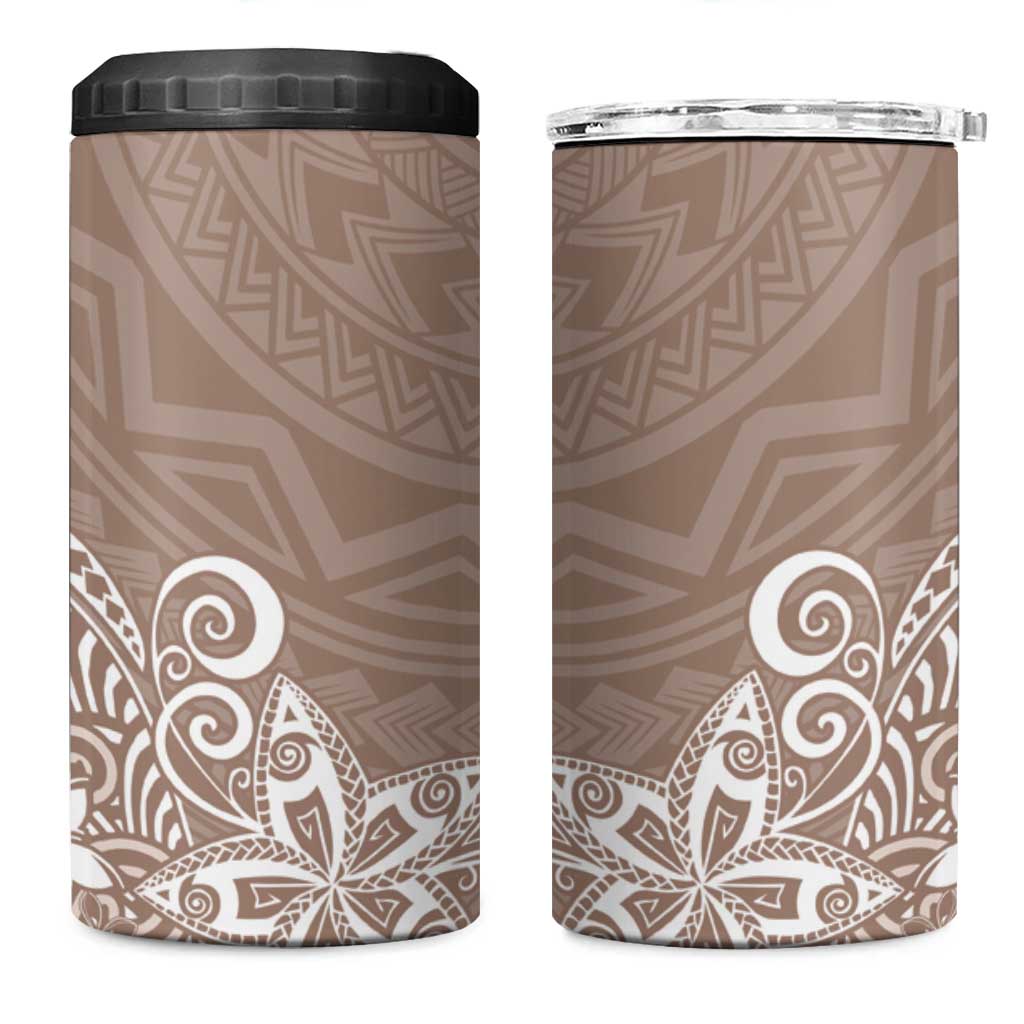 Hawaii 4 in 1 Can Cooler Tumbler Plumeria Beige Curves