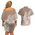 Polynesia Couples Matching Off Shoulder Short Dress and Hawaiian Shirt Plumeria Beige Curves LT7 - Polynesian Pride