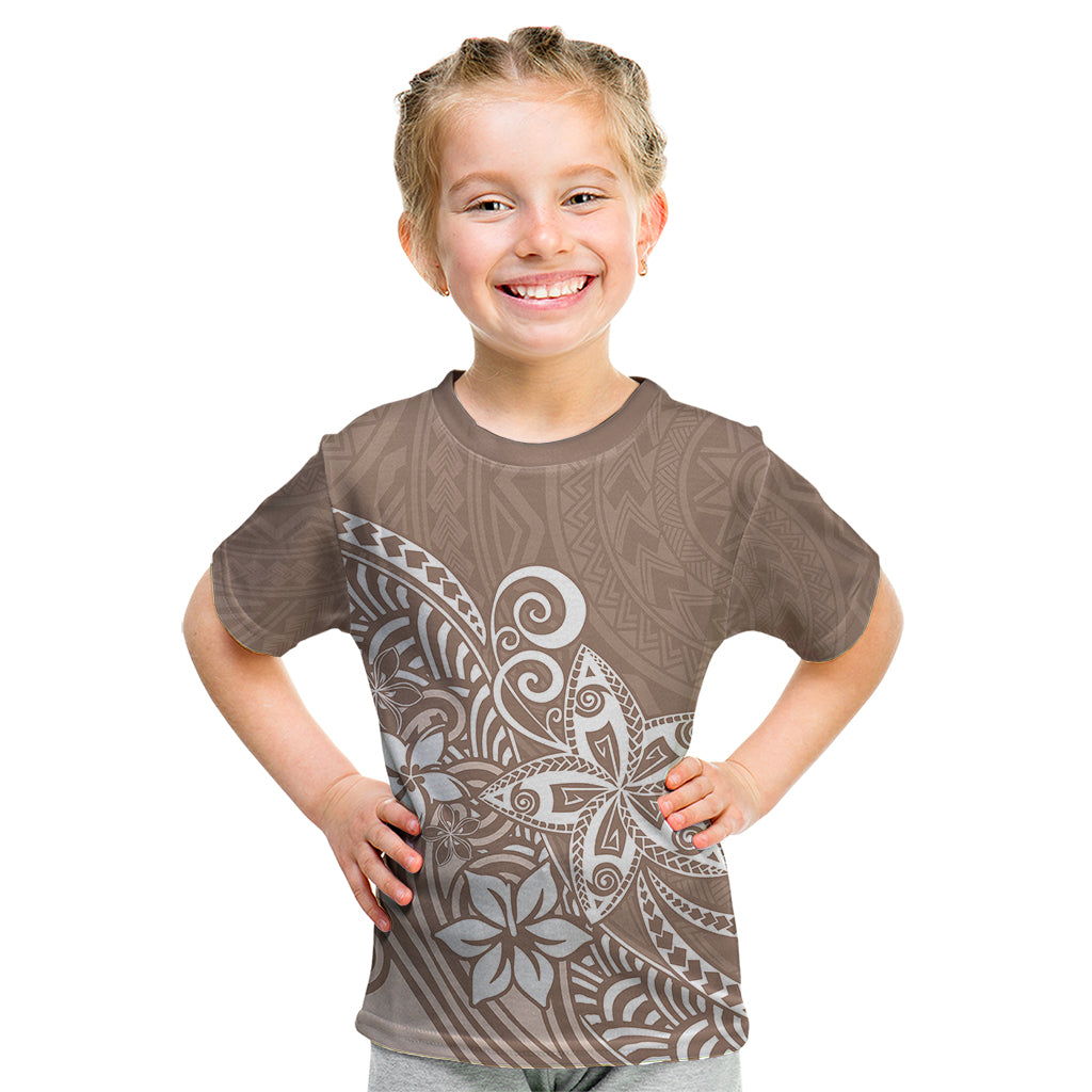 Polynesia Kid T Shirt Plumeria Beige Curves LT7 Beige - Polynesian Pride