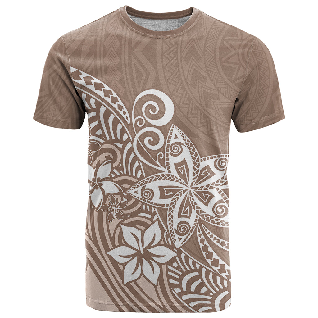 Polynesia T Shirt Plumeria Beige Curves LT7 Beige - Polynesian Pride