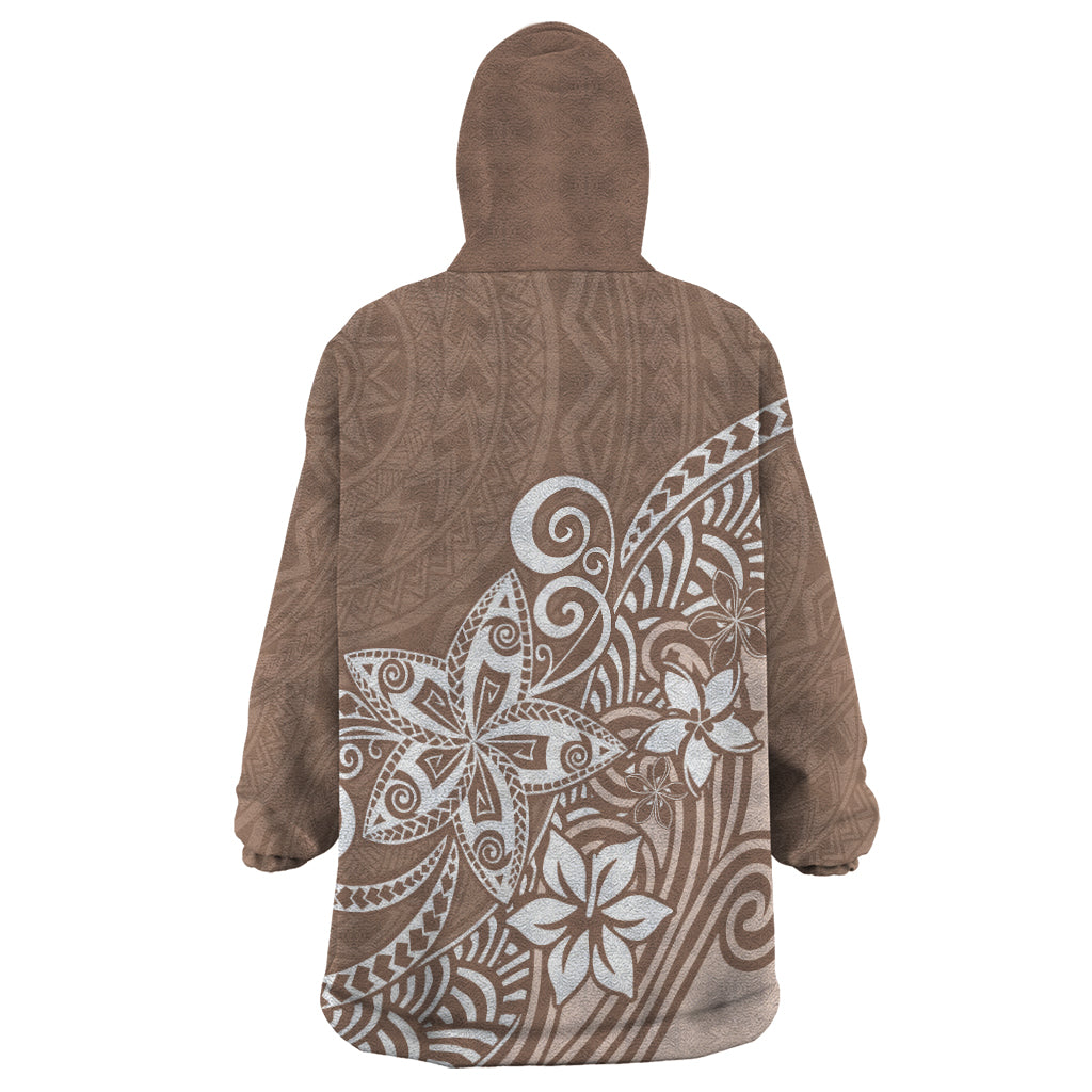 Polynesia Wearable Blanket Hoodie Plumeria Beige Curves LT7 - Polynesian Pride