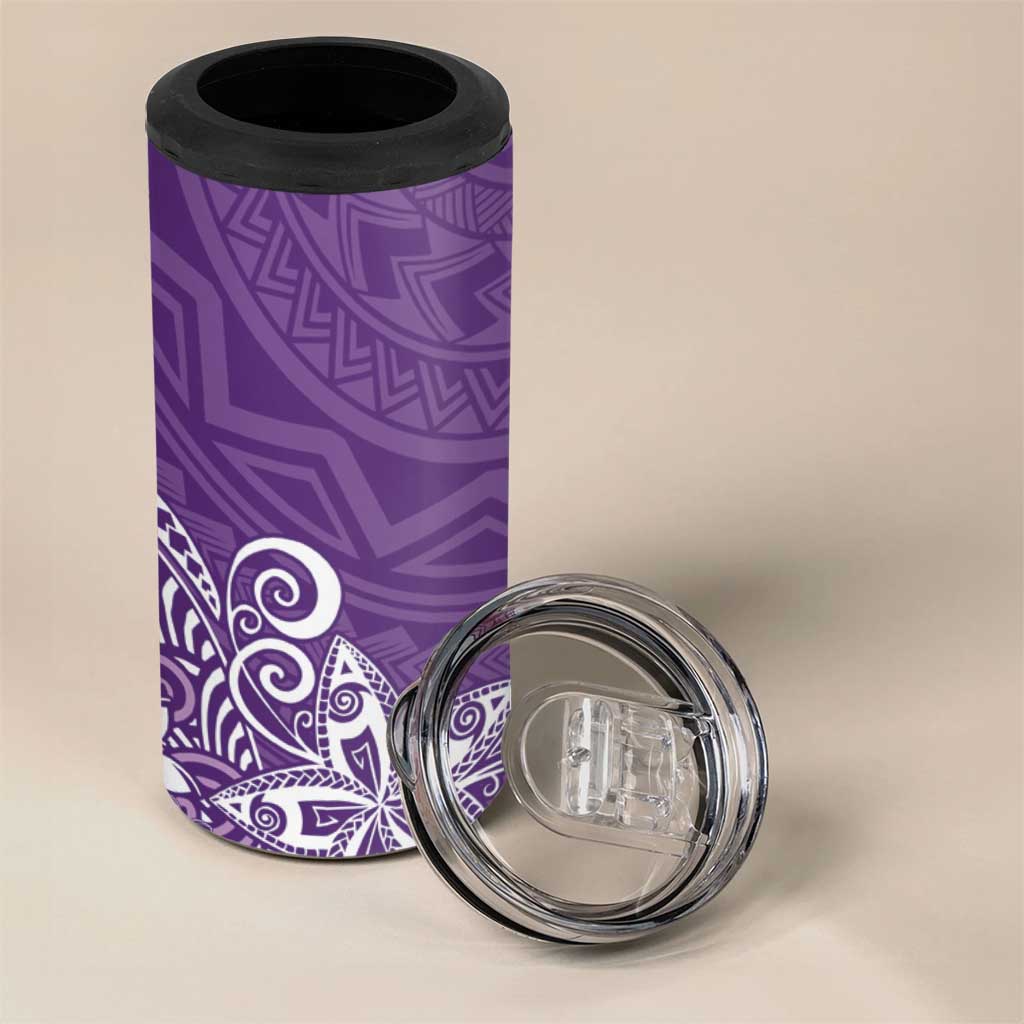 Hawaii 4 in 1 Can Cooler Tumbler Plumeria Purple Curves