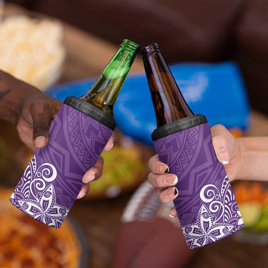 Hawaii 4 in 1 Can Cooler Tumbler Plumeria Purple Curves