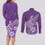 Polynesia Couples Matching Long Sleeve Bodycon Dress and Long Sleeve Button Shirts Plumeria Purple Curves LT7 - Polynesian Pride