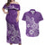 Polynesia Couples Matching Off Shoulder Maxi Dress and Hawaiian Shirt Plumeria Purple Curves LT7 Purple - Polynesian Pride