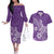 Polynesia Couples Matching Off The Shoulder Long Sleeve Dress and Hawaiian Shirt Plumeria Purple Curves LT7 Purple - Polynesian Pride