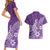 Polynesia Couples Matching Short Sleeve Bodycon Dress and Hawaiian Shirt Plumeria Purple Curves LT7 - Polynesian Pride