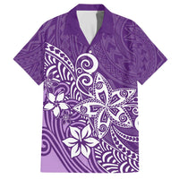 Hawaii Family Matching Outfits Polynesia Off Shoulder Long Sleeve Dress And Shirt Family Set Clothes Plumeria Purple Curves LT7 Dad's Shirt - Short Sleeve Purple - Polynesian Pride