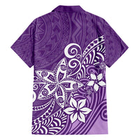 Hawaii Family Matching Outfits Polynesia Off Shoulder Long Sleeve Dress And Shirt Family Set Clothes Plumeria Purple Curves LT7 - Polynesian Pride