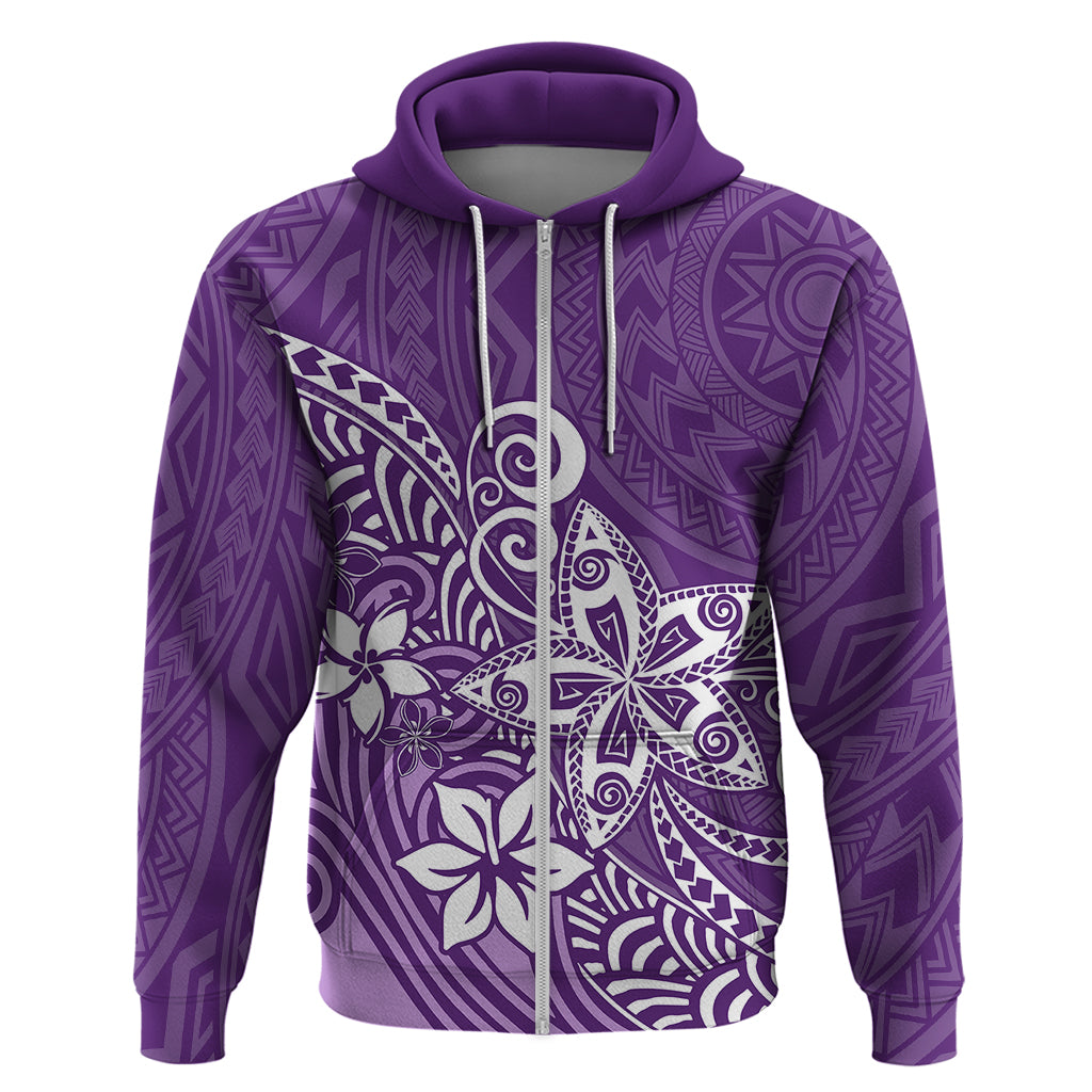 Polynesia Hoodie Plumeria Purple Curves LT7 - Polynesian Pride