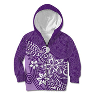 Polynesia Kid Hoodie Plumeria Purple Curves LT7 Zip Hoodie Purple - Polynesian Pride