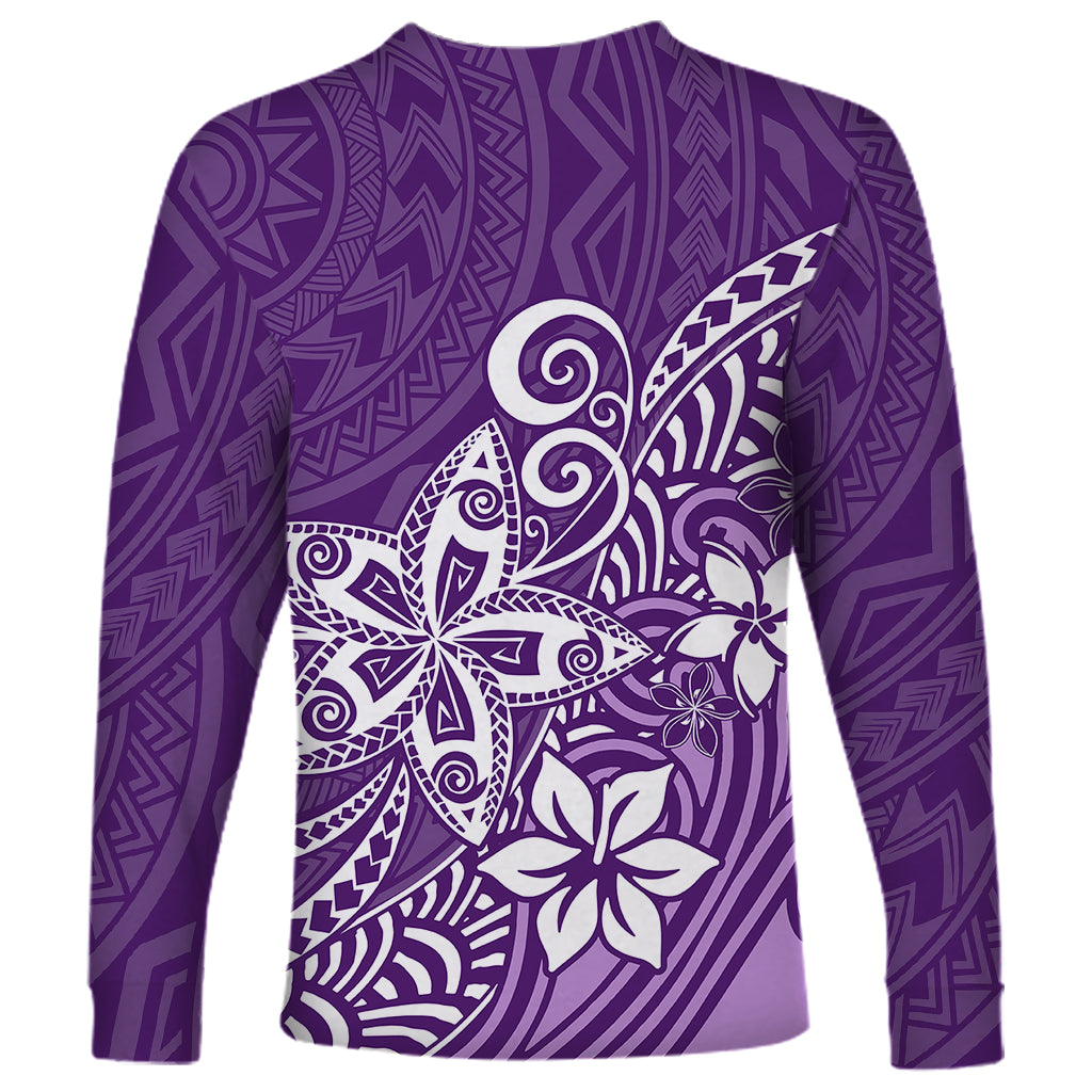 Polynesia Long Sleeve Shirt Plumeria Purple Curves LT7 - Polynesian Pride