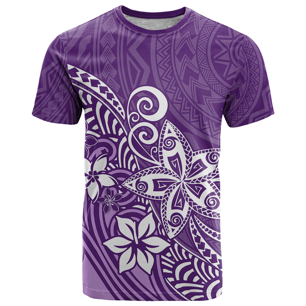 Polynesia T Shirt Plumeria Purple Curves LT7 Purple - Polynesian Pride