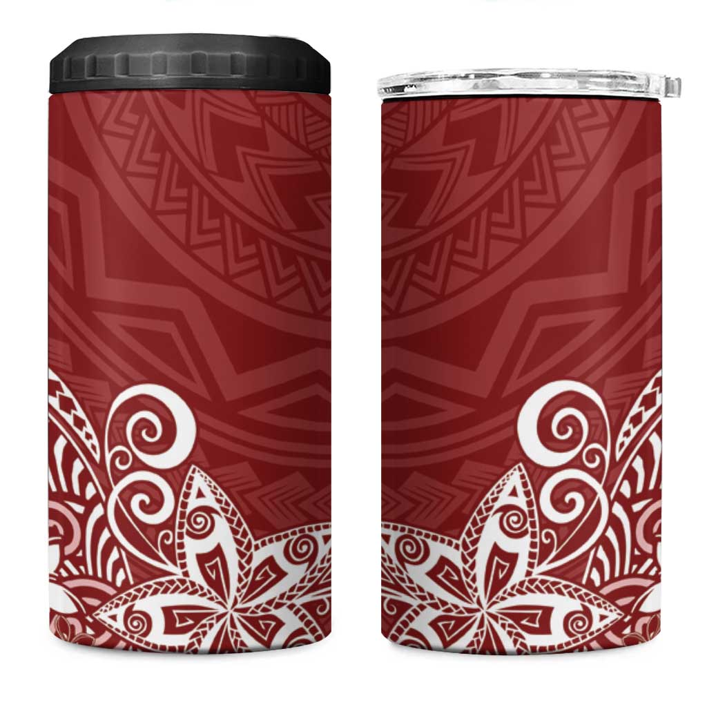 Hawaii 4 in 1 Can Cooler Tumbler Plumeria Red Curves