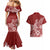 Polynesia Couples Matching Mermaid Dress And Hawaiian Shirt Plumeria Red Curves LT7 - Polynesian Pride