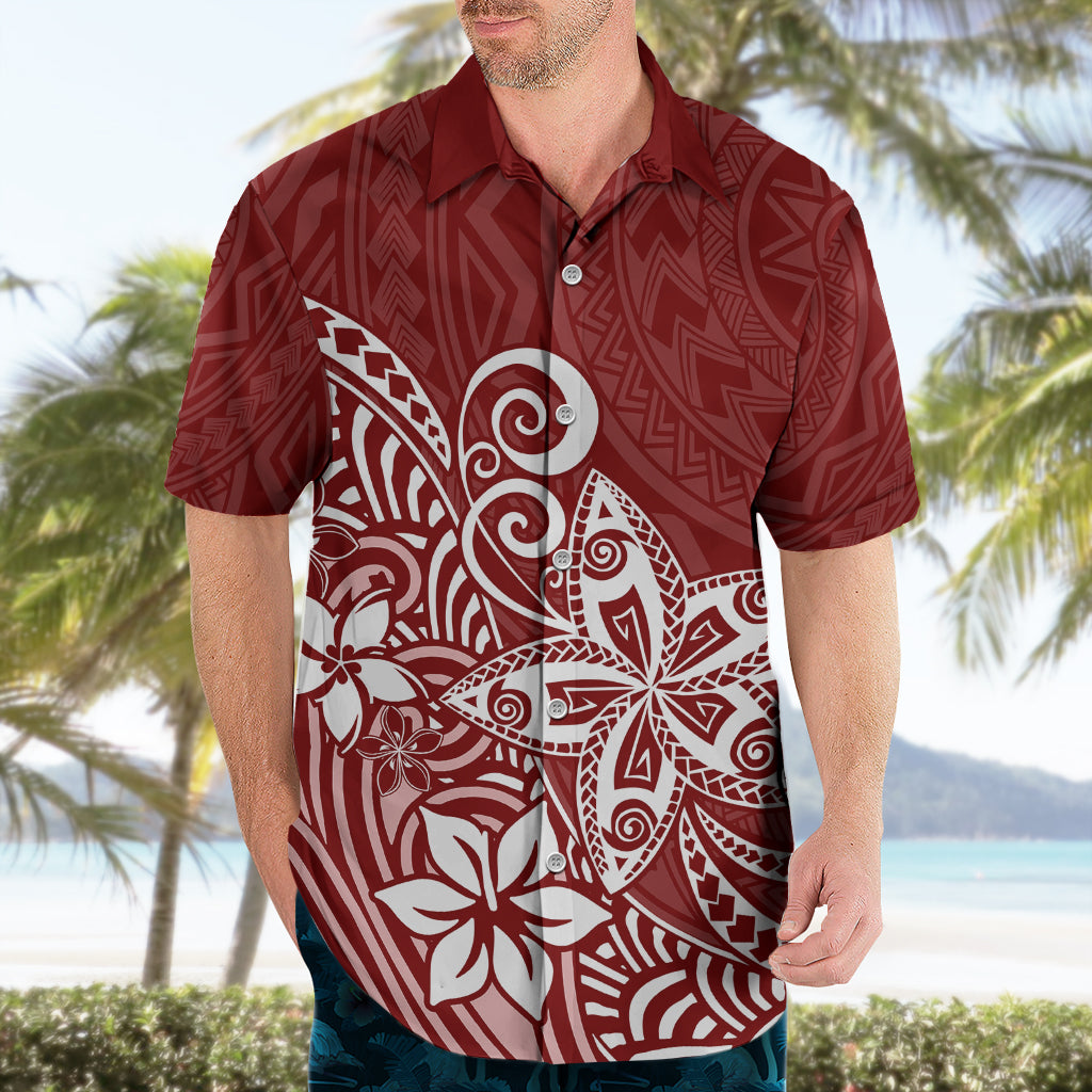 Polynesia Hawaiian Shirt Plumeria Red Curves LT7 - Polynesian Pride