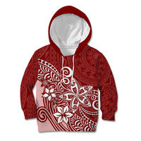 Polynesia Kid Hoodie Plumeria Red Curves LT7 Hoodie Red - Polynesian Pride