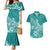 Polynesia Couples Matching Mermaid Dress And Hawaiian Shirt Plumeria Teal Curves LT7 Teal - Polynesian Pride