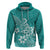 Polynesia Hoodie Plumeria Teal Curves LT7 Teal - Polynesian Pride