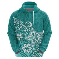 Polynesia Hoodie Plumeria Teal Curves LT7 - Polynesian Pride