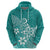 Polynesia Hoodie Plumeria Teal Curves LT7 - Polynesian Pride