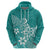 Polynesia Hoodie Plumeria Teal Curves LT7 - Polynesian Pride