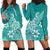 Polynesia Hoodie Dress Plumeria Teal Curves LT7 - Polynesian Pride