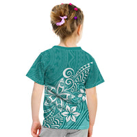 Polynesia Kid T Shirt Plumeria Teal Curves LT7 - Polynesian Pride