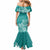 Polynesia Mermaid Dress Plumeria Teal Curves LT7 - Polynesian Pride