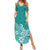 Polynesia Summer Maxi Dress Plumeria Teal Curves LT7 Women Teal - Polynesian Pride